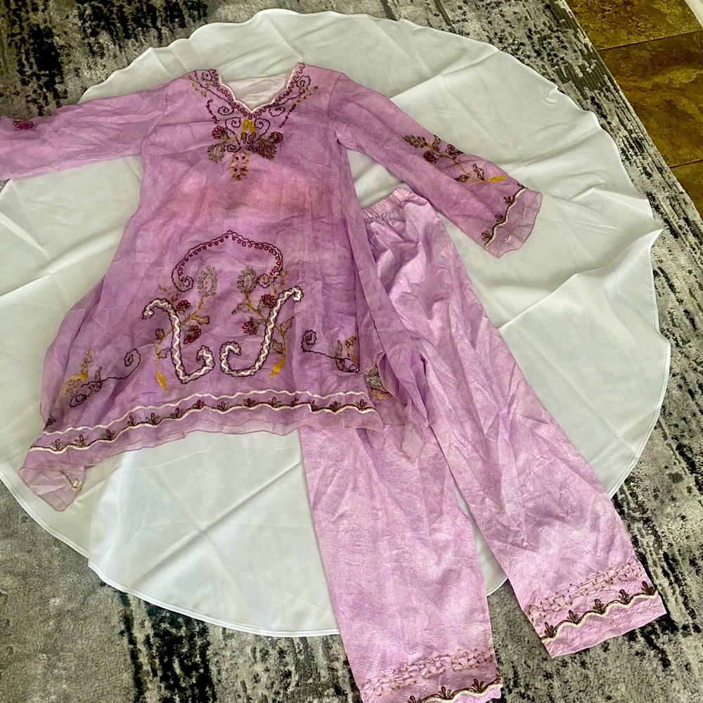 Pink Desi Sari Khamese Eid two piece set
